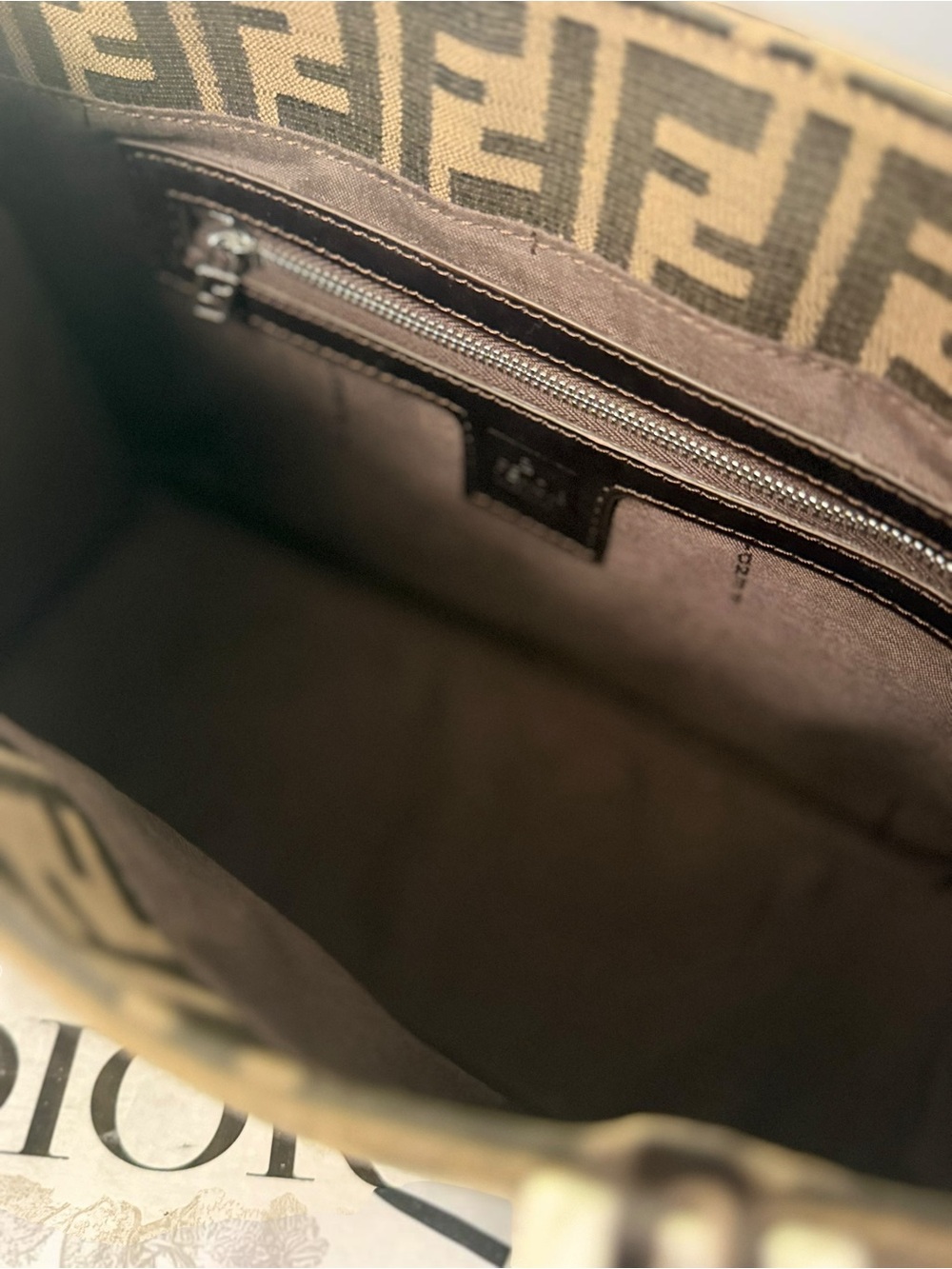 Fendi Brown Zucca FF-Logo Tote with Silver Buckle - Picture 12 of 13